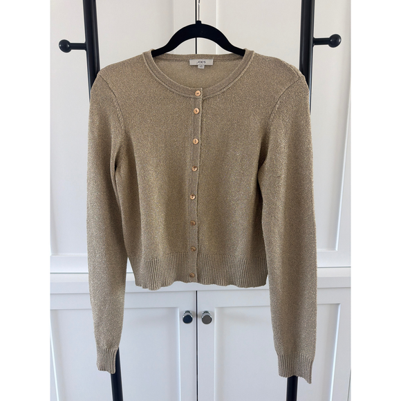 Joe's Sweaters - Joe's Metallic Gold Button-Front Cardigan Sweater